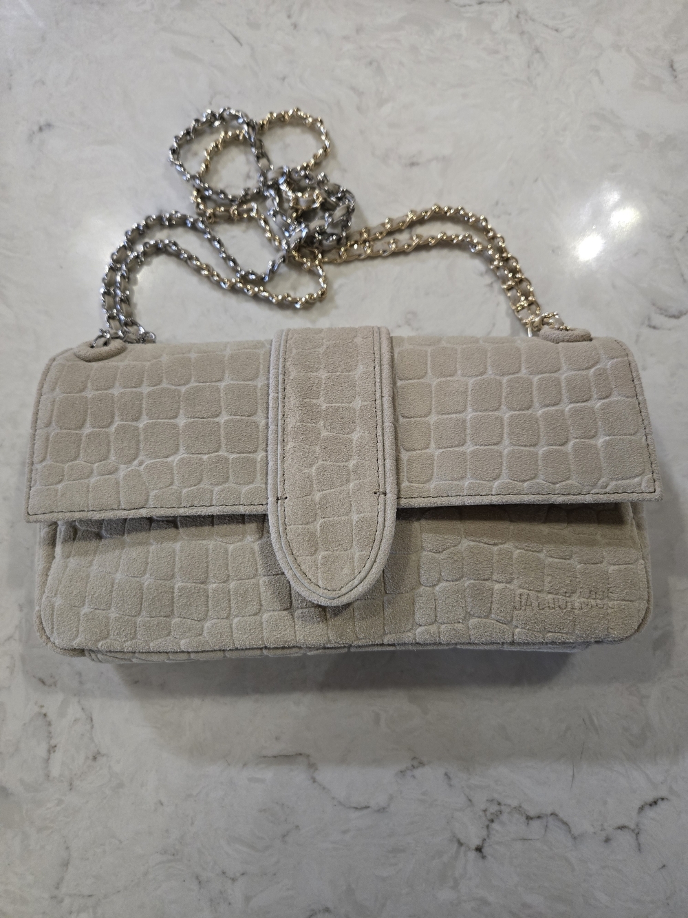 Jacquemus Beige Suede Croc Embossed Multicolor Hardware Bag